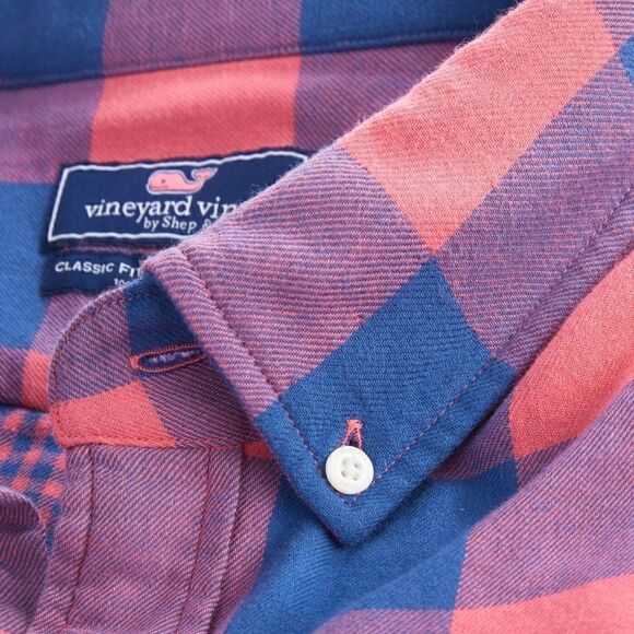 Vineyard Vines | Pink Blue Button Down Swan Neck Slim Tucker Shirt | S - Picture 4 of 8